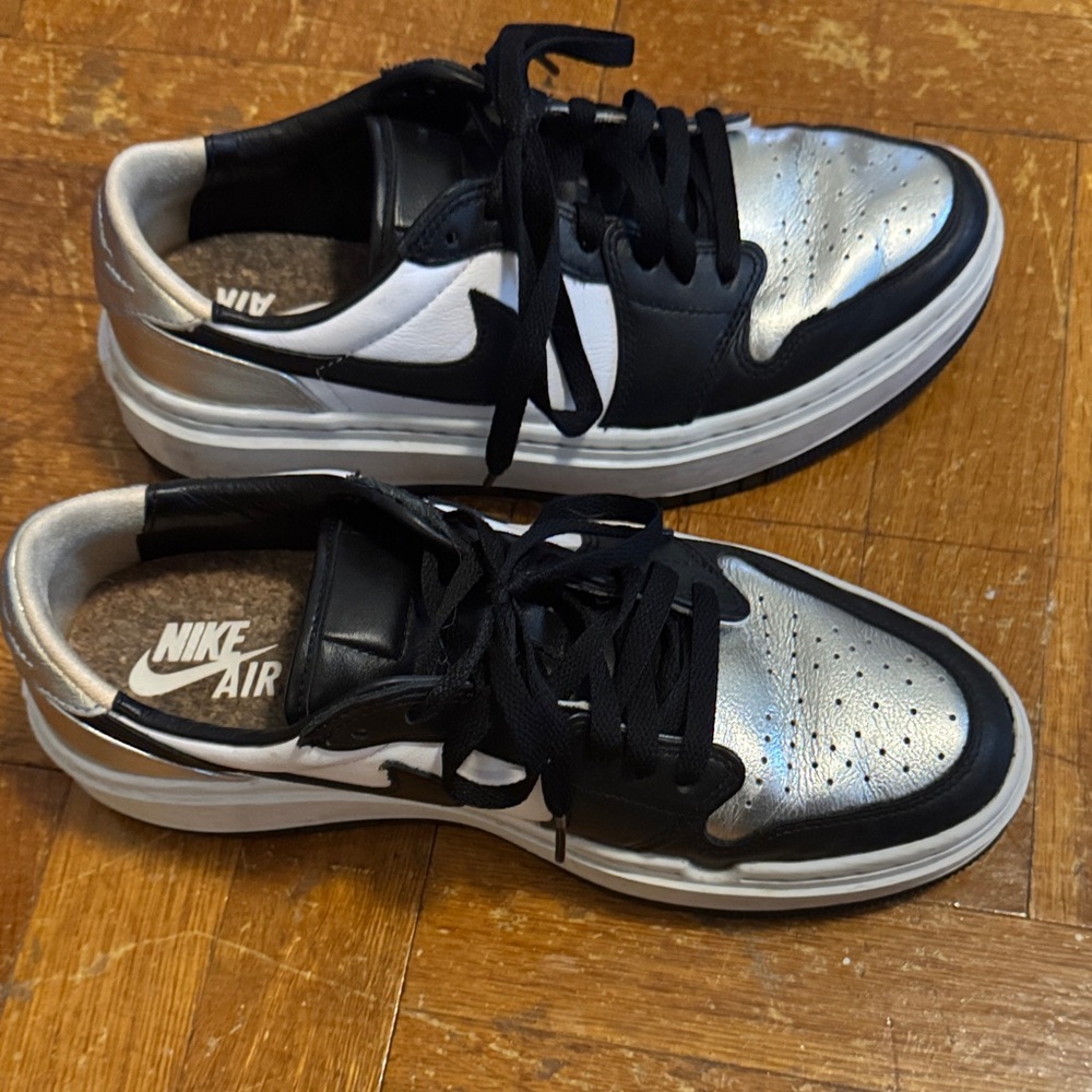 Nike Air Elevate Metallic Silver and Black Sneakers - women 9.5